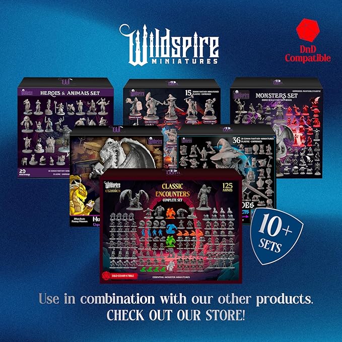 Classic Heroes - Mercenary Guild - 51 Paintable Characters for DND Miniatures Bulk I 28mm Dungeons Dragons D&D Miniatures I DND Minis D&D Figures Dungeons Dragons Figures Pathfinder Compatible