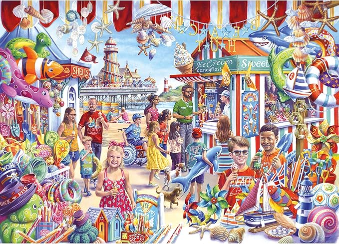 Seaside Souvenirs 1000 Piece Jigsaw Puzzle | Beach Jigsaw Puzzle | Sustainable Puzzle for Adults | Premium 100% Recycled Board | Gibsons Games