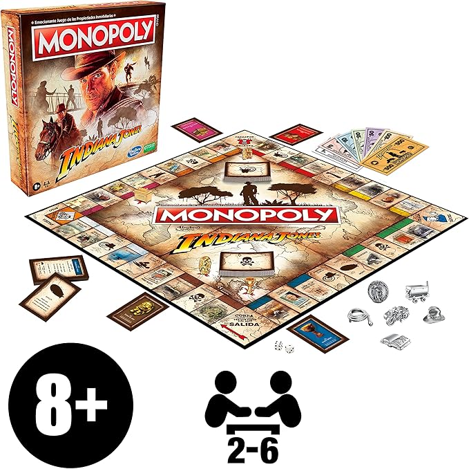 Hasbro Gaming Monopoly Indiana Jones Game, Inspired by The Indiana Jones Movies, Board Game for 2-6 Players, Ages 8 and Up