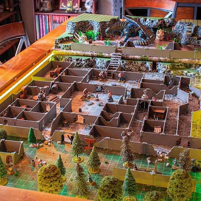 Knight Dungeon Set - Mini Dungeon Castle Cavern DND Terrain for Tabletop RPGs, Dungeons & Dragons, Pathfinder, War Gaming, and More! by DCD (200+pcs, 7sqft, 32rooms)