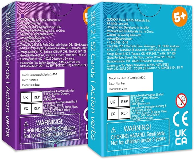 QUOKKA 104 Action Verbs Flash Cards for Speech Therapy Materials ESL Teaching – Educational Vocabulary Builder with Realistic Images for Kids Adults – Picture Cards for Speech and Cognitive Learning