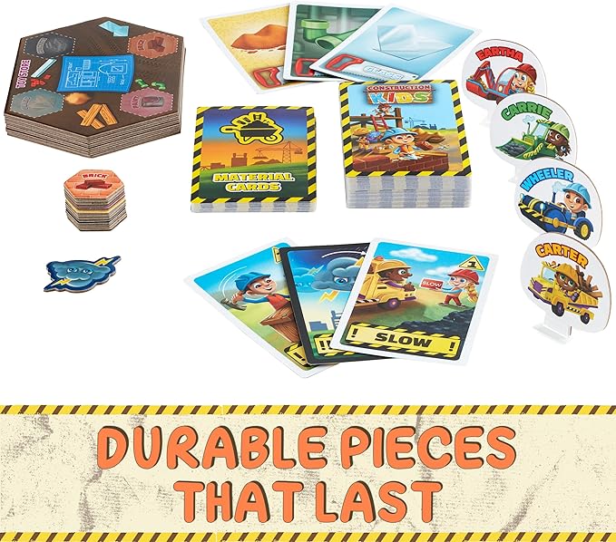 Jumping High Fives Construction Kids Board Game - an Exciting Cooperative Building Game for Kids Ages 4+ Race The Builders Around The Board to Complete A New Project