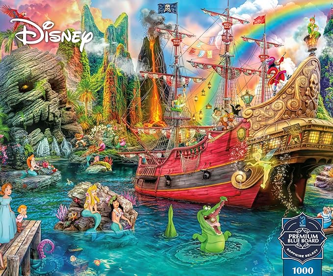 Ceaco - Sapphire Select - Disney - Aimee Stewart - Peter Pan Mermaid Lagoon -1000 Piece Jigsaw Puzzle – Challenging & Fun – Blue Core Puzzle Board – Giftable Display Box - Full Size Poster Included