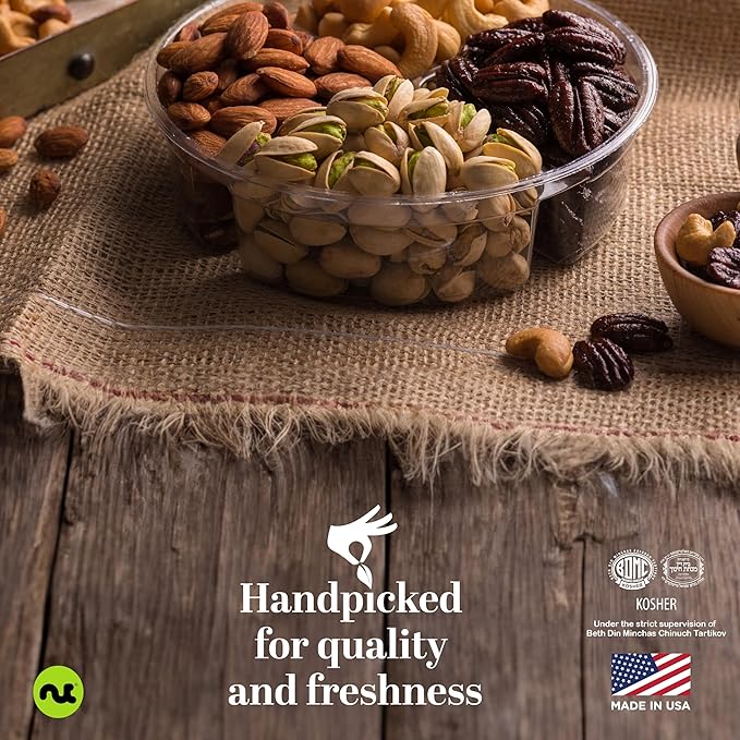 NUT CRAVINGS - Mixed Nuts Gift Basket in Red Gold Box (4 Assortments) Food Arrangement, Healthy Snack Care Package, Kosher