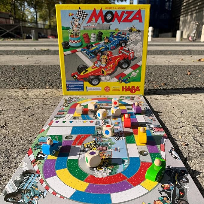 HABA Monza - Car Racing Games & Beginner's Board Game, Engaging Family Games for Kids and Adults Ages 5+ (Made in Germany)