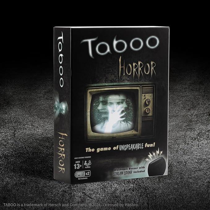 Taboo: Horror Edition Party Board Game, Horror Genre Themed Trivia Word Game with Screaming Buzzer, Game for 2 Players or More, Fans of Horror Themed Films & Culture, Ages 13 and Up