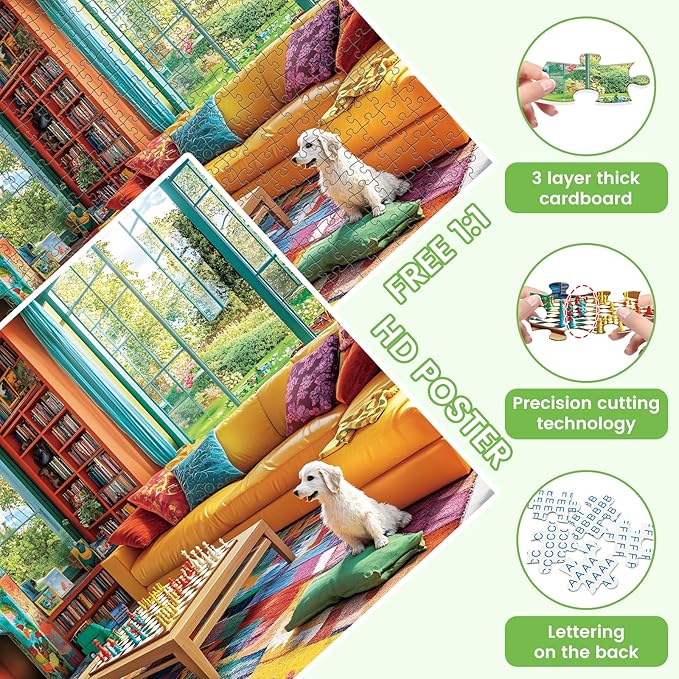 500 Pieces Chess Puzzles for Adults, Indoor Puzzle for Adults Children, Dog Puzzle 500 Pieces, Gift for Birthday, Home Decor, Fun for Family Entertainment(20.5 * 15 in)