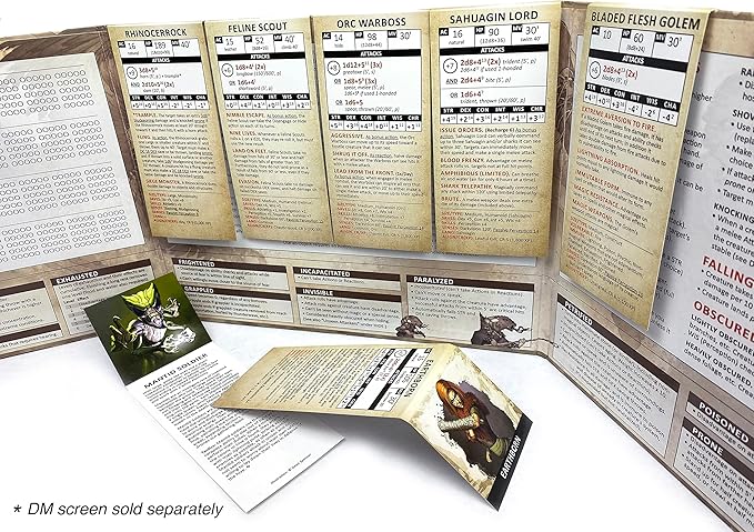 Friends & Foes from Battle - 50 Illustrated Original 5e Monsters - Initiative Cards for 5th Edition DM's