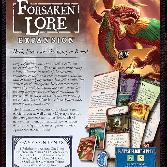 Eldritch Horror Forsaken Lore Board Game EXPANSION | Mystery Game | Cooperative Board Game for Adults and Family | Ages 14+ | 1-8 Players | Avg. Playtime 2-4 Hours | Made by Fantasy Flight Games