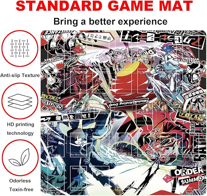 Card Rubber Mat - 2 Player, Square playmat for Gamer 60x60cm/23.6x23.6inch