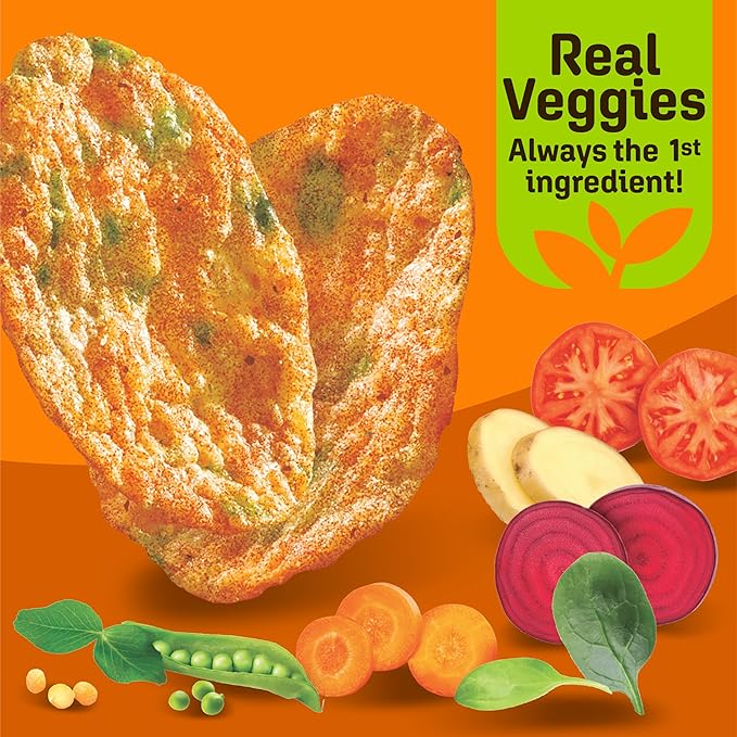 Breton Veggie Crisps Spicy Chipotle Cheddar (Pack of 12) - Popped not Fried Crisps, Made with Real Vegetables, Light and Crispy Gluten Free Chips, Snacks for School, Lunch Box and More, 12x6oz