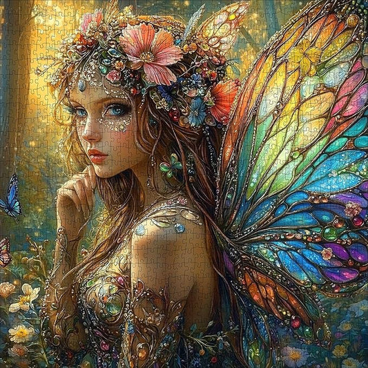 1000pcs Fantasy Fairy Paper Puzzle - Vibrant Find Butterfly Wing Art, Large Puzzle Toy Adult Game Gift - Family Interactive Game Puzzle DIY Home Decoration Brain Challenge Gift