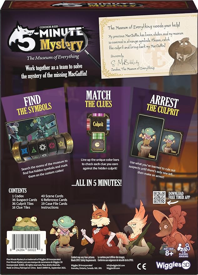 5-Minute Mystery by Wiggles 3D | A Real-Time, Co-Operative Mystery Game! | Fast-Paced Board Game | for Families, Ages 8 & up | 1-6 Players