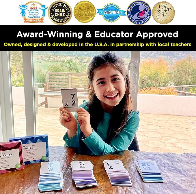 Think Tank Scholar Multiplication and Division Flash Cards (300 Facts), Award Winning, Math Facts 1-12 Flashcards Set - Kids Ages 8+ 3rd, 4th, 5th, 6th Grade - 6 Teaching Methods, 5 Games for Learning