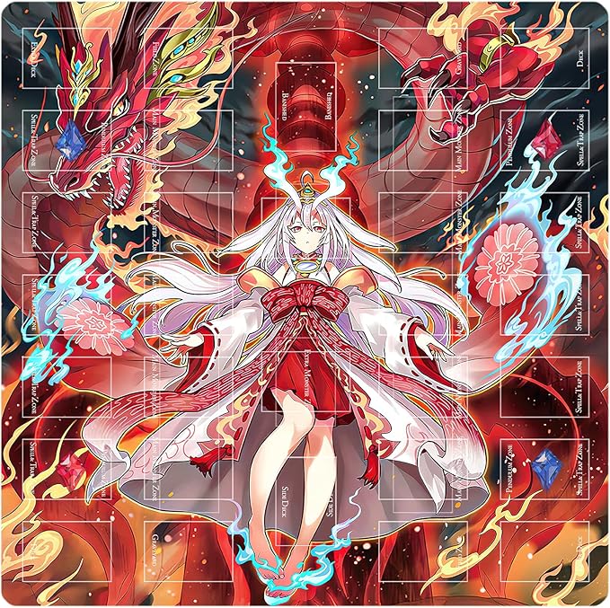 Card Rubber Mat - 2 Player, Square playmat for Gamer 60x60cm/23.6x23.6inch