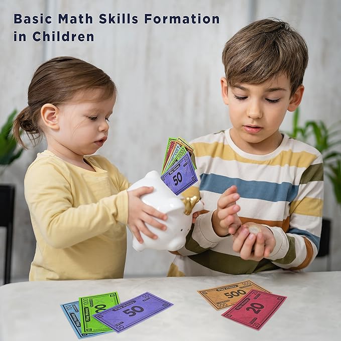 Queensell Play Money Suitable for Monopoly Board Game – 480 pcs of 60 Each Bill Denomination – Double Sides Printing Paper Money for Pretend Play Cashier, Monopoly Money Refill Packs - 480 pcs