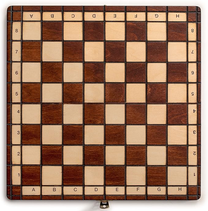 Husaria European International Chess Wooden Game Set, King's International - 14 Inches Medium Size Chess Set with Handcrafted Chessmen and Felted Folding Board