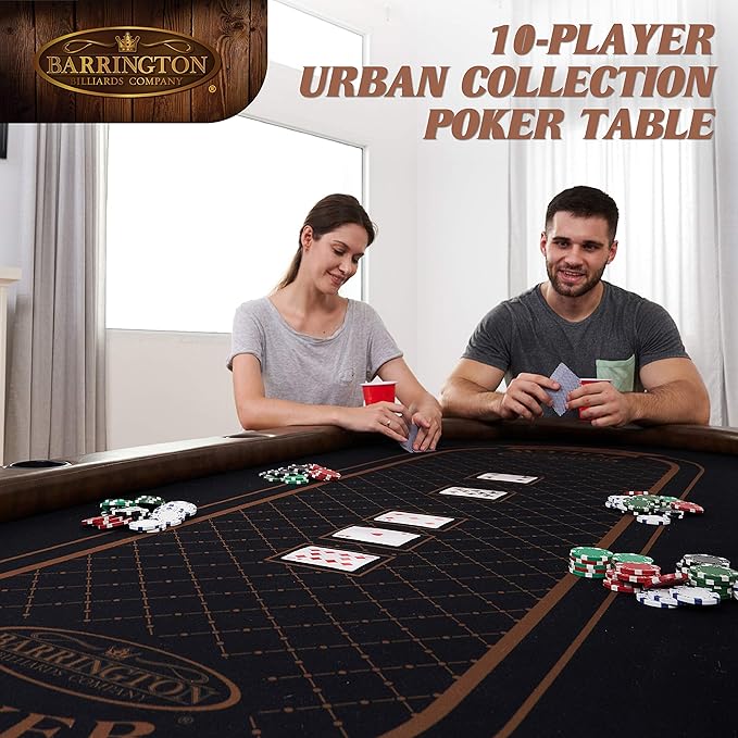 Barrington Poker Multiple Styles Folding Poker Table & Poker Table Top/Dining Table Collection, Durable Padded Rail Tables with Felt Playing Surface, Perfect for Texas Holdem Games