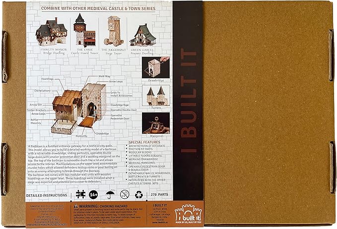 Barbican S Castle Gatehouse - 3D Wooden Puzzle - DIY 28mm Scale Model Building Kit for Adults - Educational Toy - Creative Gift - Tabletop Miniature Terrain Kit