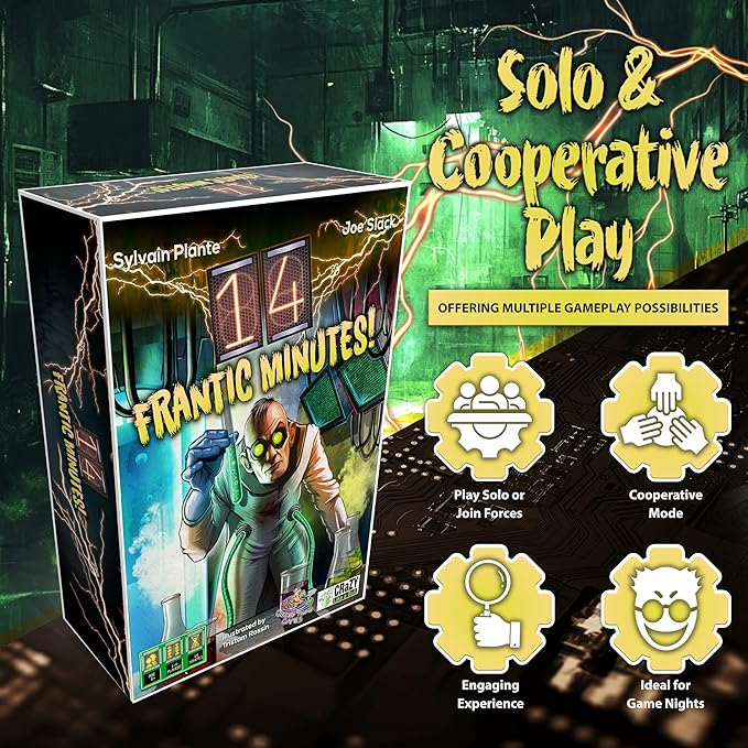 14 Frantic Minutes - Thrilling Puzzle Chase Game - Escape 7 Locked Rooms in 14 Minutes - Solo & Cooperative Play for Kids & Adults - Mystery, Strategy, and Fun for Age 8+!