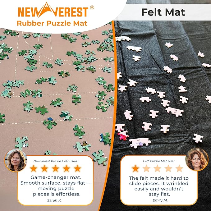 The Original Newverest Jigsaw Puzzle Mat Roll Up, Rose Gold, 46” x 26” Portable Keeper Up to 1500 pieces with Non-Slip Rubber Bottom & Smooth Top + 3 Puzzle Sorting Trays & Travel-Friendly Storage Bag