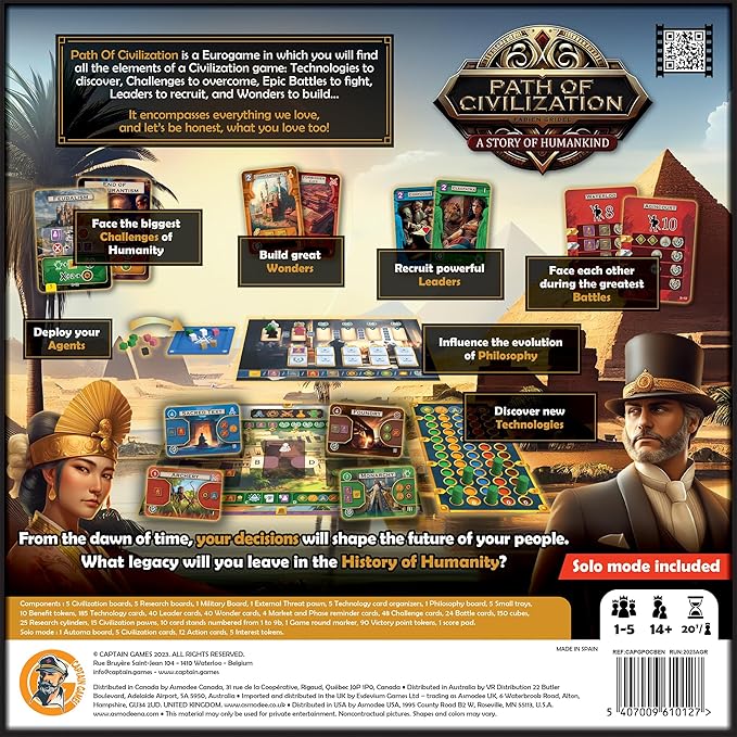 Path of Civilization Board Game - Epic Civilization Strategy Game, Discover The History of Humankind, Family Game for Kids & Adults, Ages 14+, 1-5 Players, 20-100 Min Playtime, Made by Captain Games