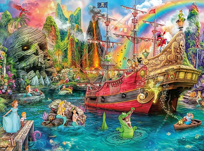 Ceaco - Sapphire Select - Disney - Aimee Stewart - Peter Pan Mermaid Lagoon -1000 Piece Jigsaw Puzzle – Challenging & Fun – Blue Core Puzzle Board – Giftable Display Box - Full Size Poster Included