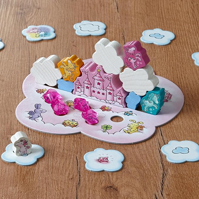 HABA Unicorn Glitterluck Cloud Stacking - Cooperative Kids Board Game - Fun Games for Kids and Unicorn Games Ages 4+ Made in Germany