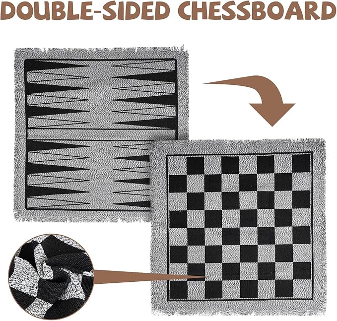 2-in-1 Vintage Giant Checkers and Backgammon Game Set– 26" Outdoor Yard Board Game with 30 Wooden Checkers & 5 Dice – Jumbo Backgammon Set Backyard Game for Family Lawn Games, Outdoor & Indoor Play