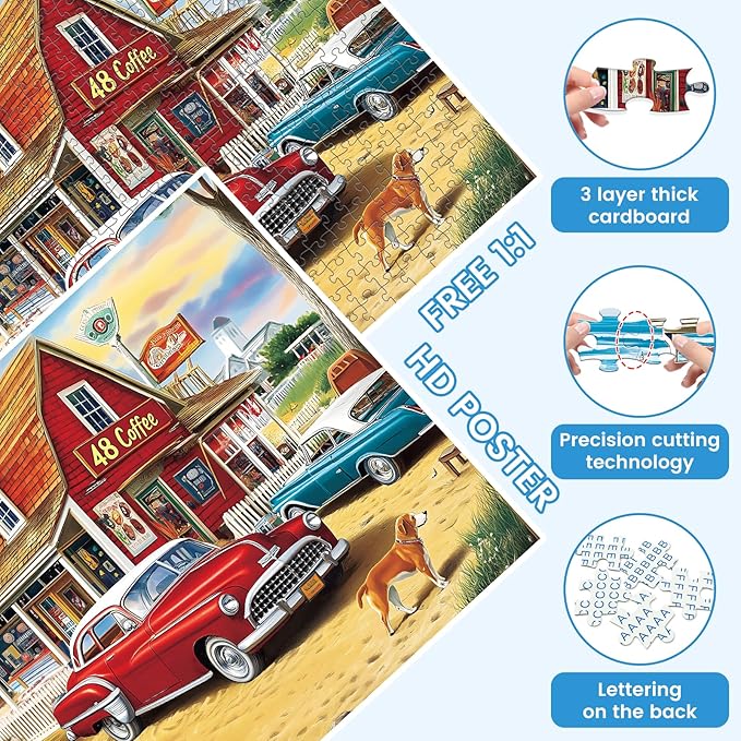 500 Pieces Landscape Puzzles for Adults, Coffee Shop Puzzle for Adults Children, OceanPuzzle 500 Pieces, Gift for Birthday, Home Decor, Fun for Family Entertainment(20.5 * 15 in)