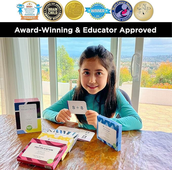 Think Tank Scholar Math Flash Cards (600 Facts Box Set) Addition, Subtraction, Multiplication, Division - 10 Games - Toddlers 2-4 - Kids Ages 4-8 in Kindergarten, 1st, 2nd, 3rd 4th, 5th, 6th Grade