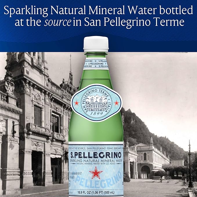 S.Pellegrino Sparkling Natural Mineral Water, 33.8 fl oz. Plastic Bottles (Pack of 12)