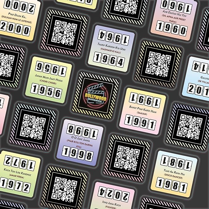 The Bollywood Music Party Card Game, Fun Hindi Music Filmi Trivia Card Game, 2-24 Players, 500 Plus Indian Music Hits Cards, Great for Desi Friends and Family Game Nights and Parties