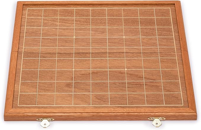 Yellow Mountain Imports Folding Wooden Shogi Japanese Chess Game Set with Traditional Koma Playing Pieces - 12.7 Inches