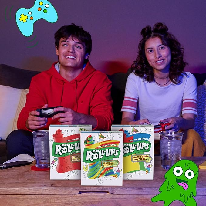 Fruit Roll-Ups Fruit Flavored Snacks, Mystery Flavor, Solar Melon, and Star Berry, 30 ct