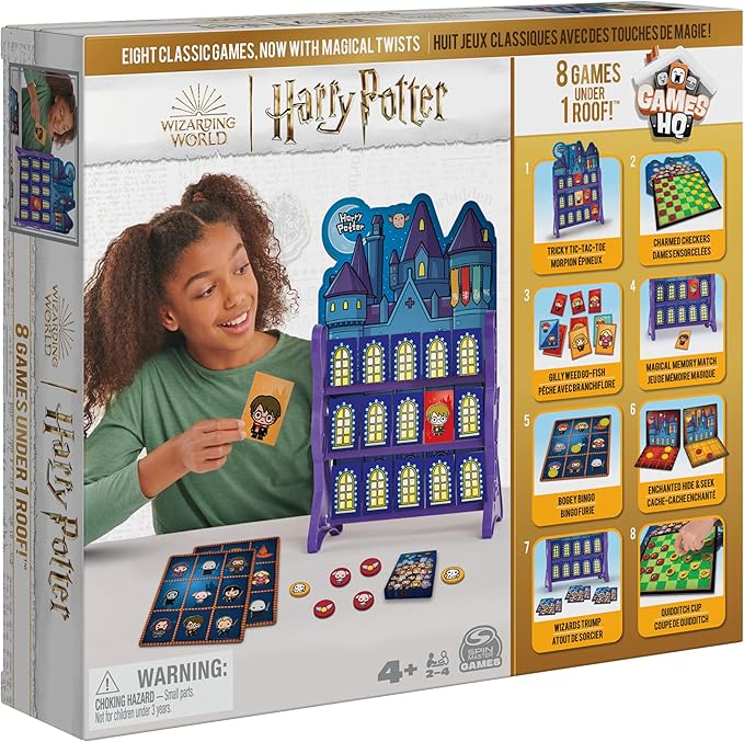Wizarding World, Harry Potter Games HQ Checkers Tic Tac Toe Memory Match Go Fish Bingo Card Games Fantastic Beasts Gift, for Adults & Kids Ages 4+