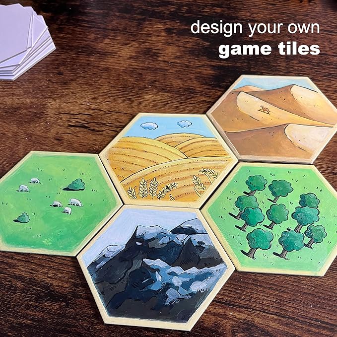 Apostrophe Games Hexagon Board Game Tiles – 20Pcs Large Game Board Pieces – Blank Game Board Chits, Same Size as Settlers of Catan – Create Your Own Custom Tiles