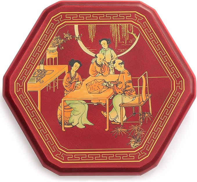 Yellow Mountain Imports Classic Chinese Checkers Halma Board Game Set with Storage, 12.6-inch Wooden Board, and Solid Color 16-Millimeter Glass Marbles