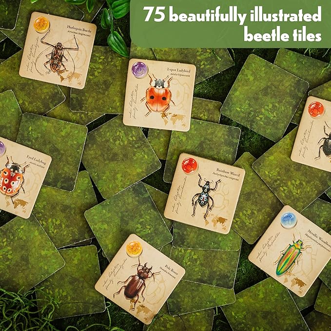 Jewel Box Family Board Game - Strategic Tile Placement Game for Kids and Adults with 75 Unique Beetles - Great Educational Game for Ages 8+, 1-4 Players, 15-30 Minutes