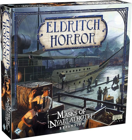 Eldritch Horror Masks of Nyarlathotep Board Game EXPANSION | Mystery Game | Cooperative Board Game for Family | Ages 14+ | 1-8 Players | Avg. Playtime 3 Hours | Made by Fantasy Flight Games