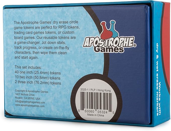 Apostrophe Games Dry Erase Tokens - 52 Reusable Board Game Pieces (1", 2" & 3"), DIY, RPG – Create Your Own Custom Tiles