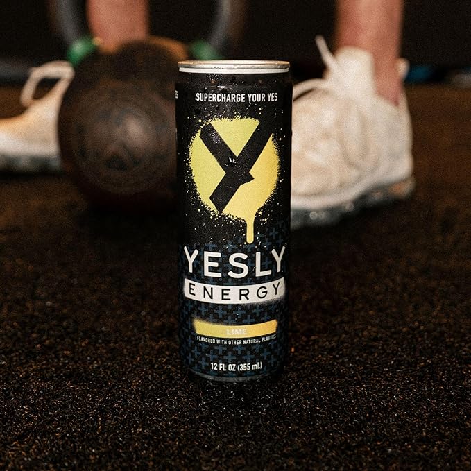 Yesly Energy Drink, Lime, Naturally Flavored Sparkling Energy Drink With Electrolytes, Magnesium, Potassium, Vitamin C, B6 & B12, Natural Caffeine From Green Tea, Zero Sugar, 12 Fl Oz Cans, 12 Pack