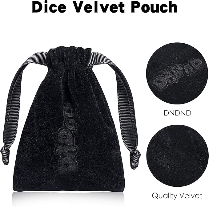 DNDND Metal DND Game Dice, 7 Die Dragon Scale Metallic D&D Dice with Velvet Pouch for Gungeons and Dragons (Lilac with Silver Edge)