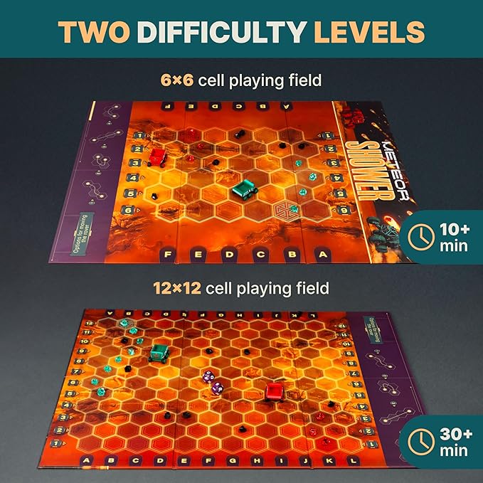 Queensell Meteor Shower – Board Game for Adults and Kids - Fast Strategy Game - 2 Player Tabletop Game – Educational Toys Gift – Fun Family Games for Ages 8 and up