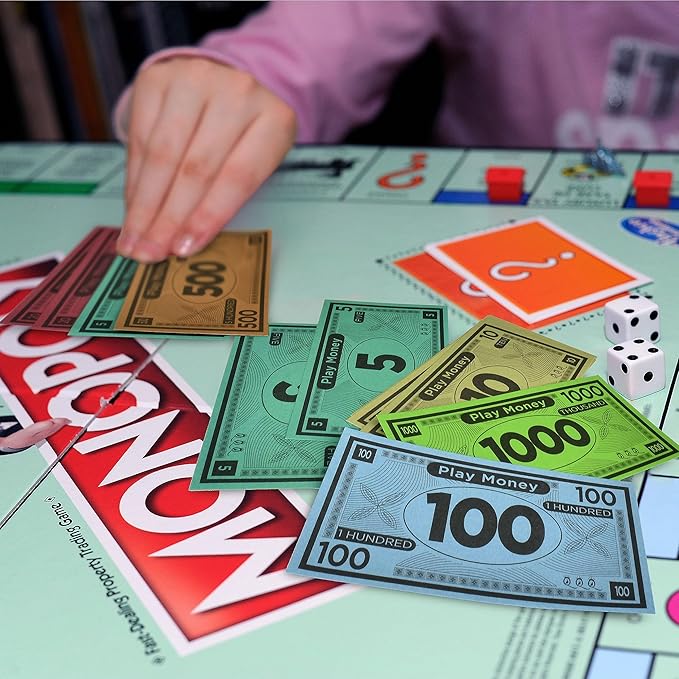 Queensell Play Money Suitable for Monopoly Board Game – 480 pcs of 60 Each Bill Denomination – Double Sides Printing Paper Money for Pretend Play Cashier, Monopoly Money Refill Packs - 480 pcs