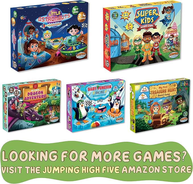 Jumping High Fives Construction Kids Board Game - an Exciting Cooperative Building Game for Kids Ages 4+ Race The Builders Around The Board to Complete A New Project