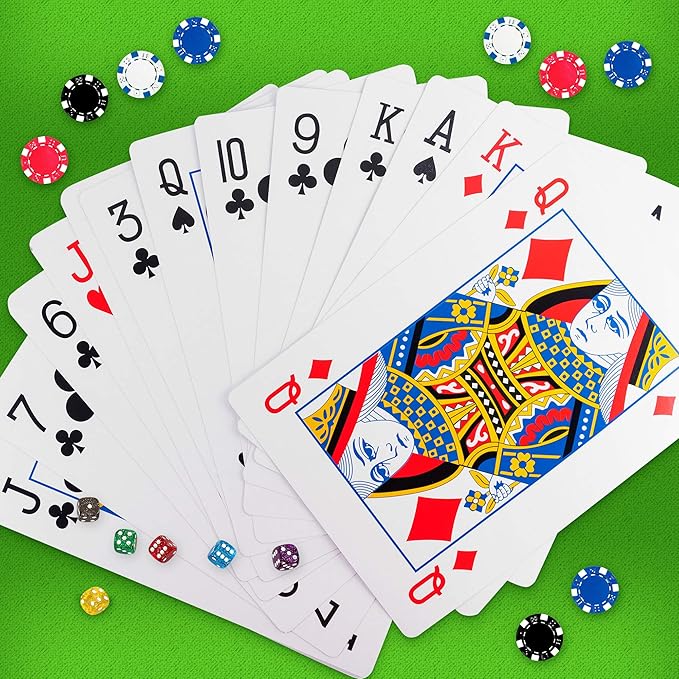 Super Z Outlet Giant Jumbo Deck of Big Playing Cards Fun Full Poker Game Family Party Set - Measures 10 x 14.5 Inches