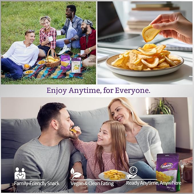 Vinamit Dried Jackfruit Chips | Vacuum Fried Dried Jackfruit | 8.8 oz Bag | Naturally Sweet & Crispy | Gluten-Free, Vegan, Non GMO | High Fiber Snack | Perfect for Gifting, Travel, Clean Eating