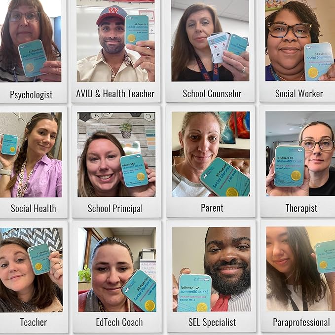 52 Essential Social Dilemmas: Skills for Kids & Teens to Thrive in Middle School - Conversation Cards Created by Teachers & Counselors for Family, Classroom, Counseling, Therapy Game (6-8 Grade)