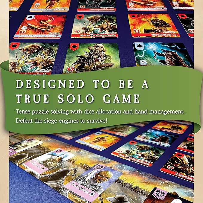 Siege of Valeria Board Game - Tower Defense Solo Board Game with Dice Rolling and Combo Cards. Single Player Fun with Fast Paced Gameplay